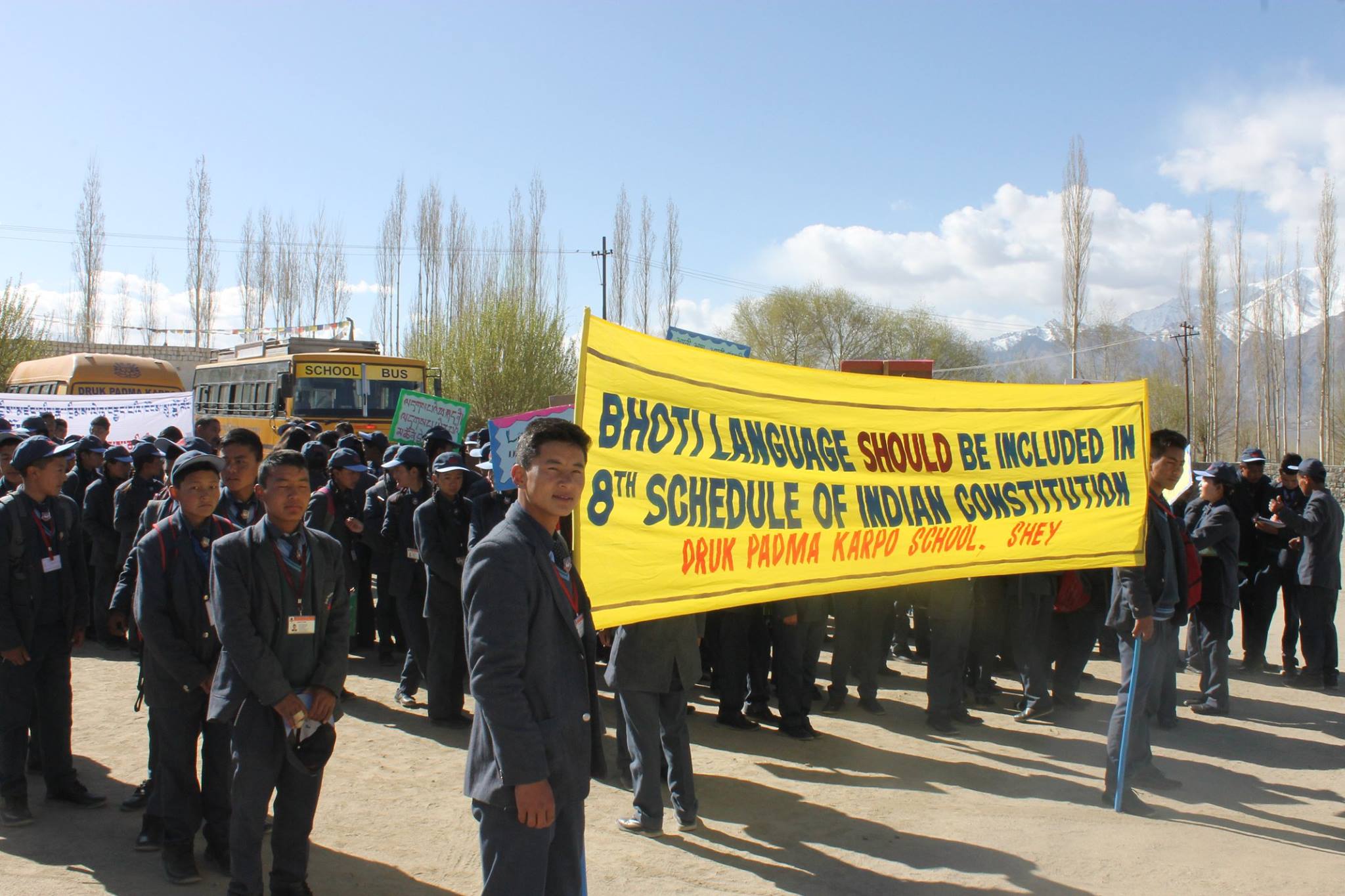 Preparing for the trip into Leh|Marching to demand the Bhoti language to be included in the 8th schedule of the Indian constitution.